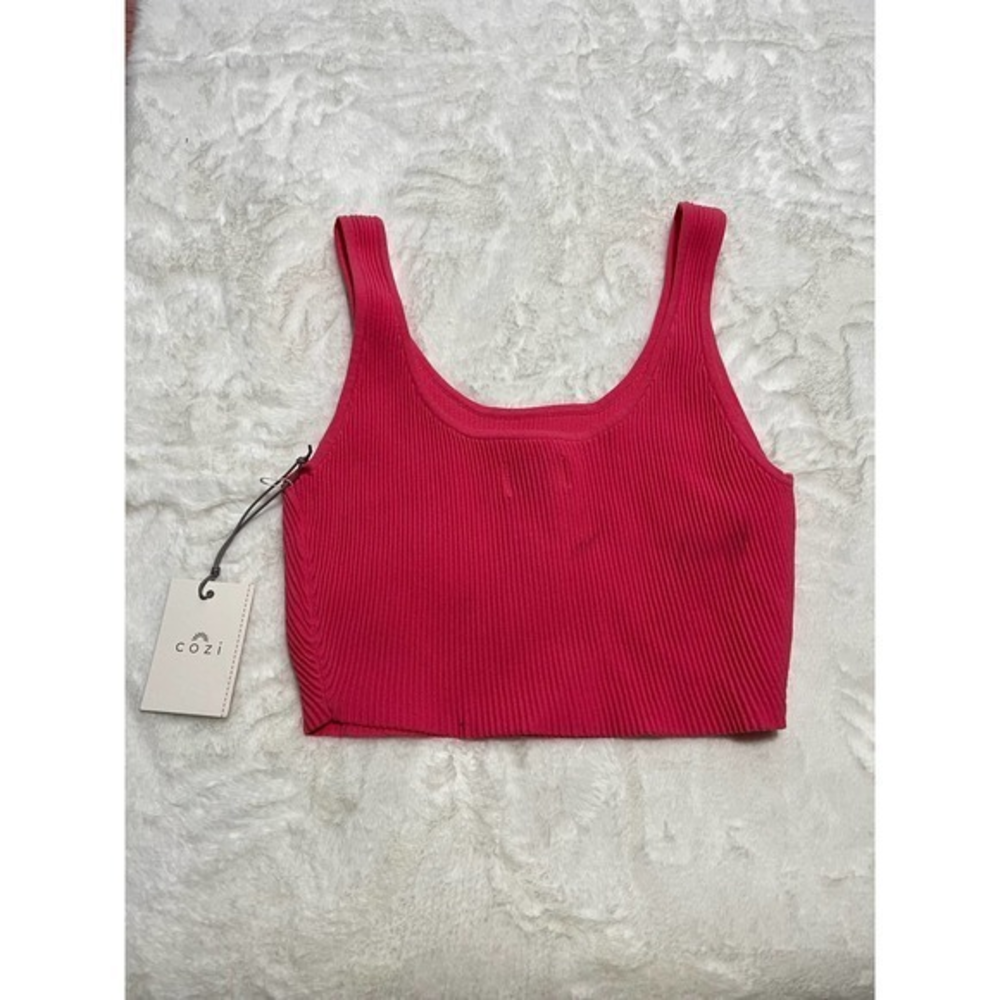 Cozi Knit Tank crop top pink Size L‎ NWT Originally